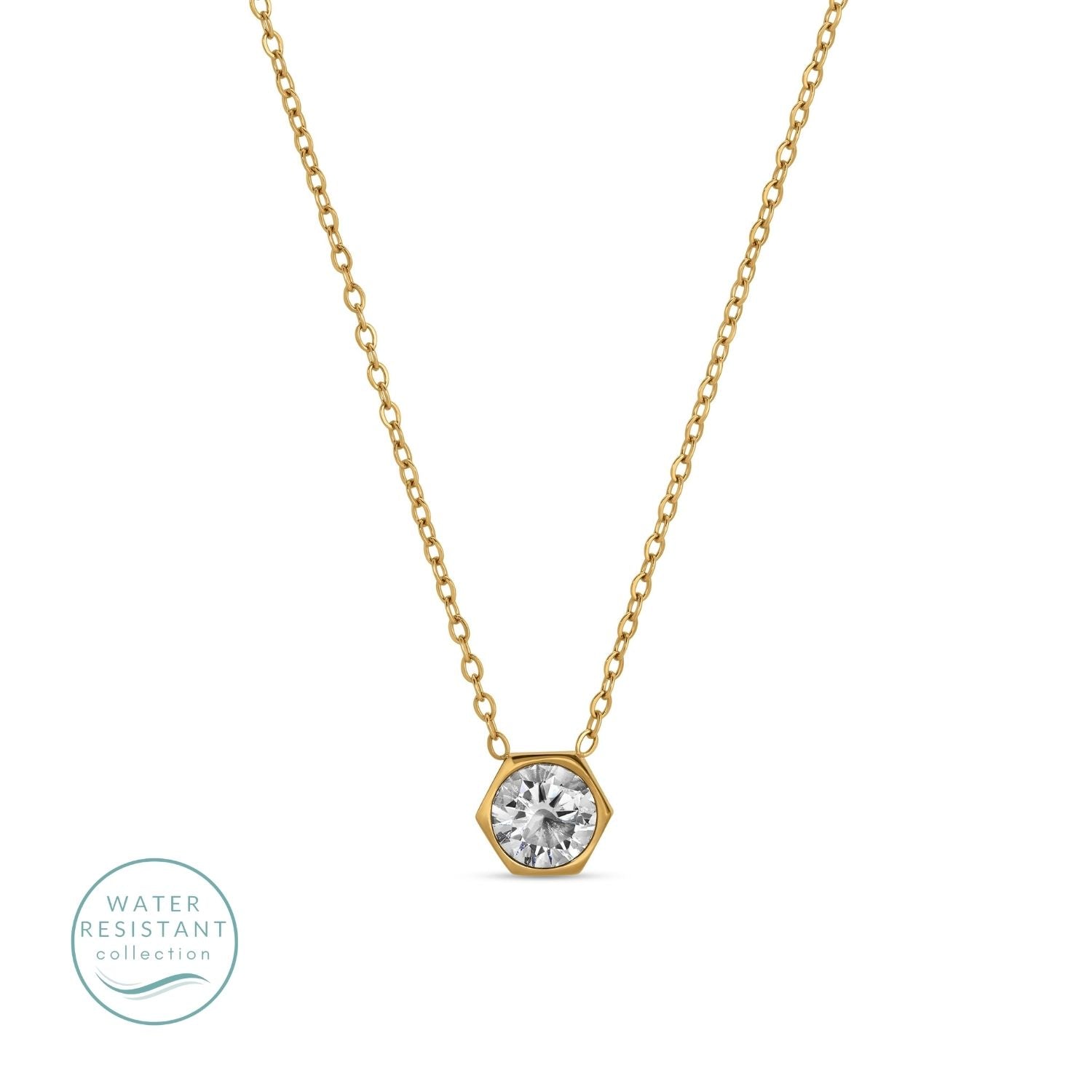 Delicate Contemporary Faux Diamond Necklace - Water Resistant - Splendid Iris
