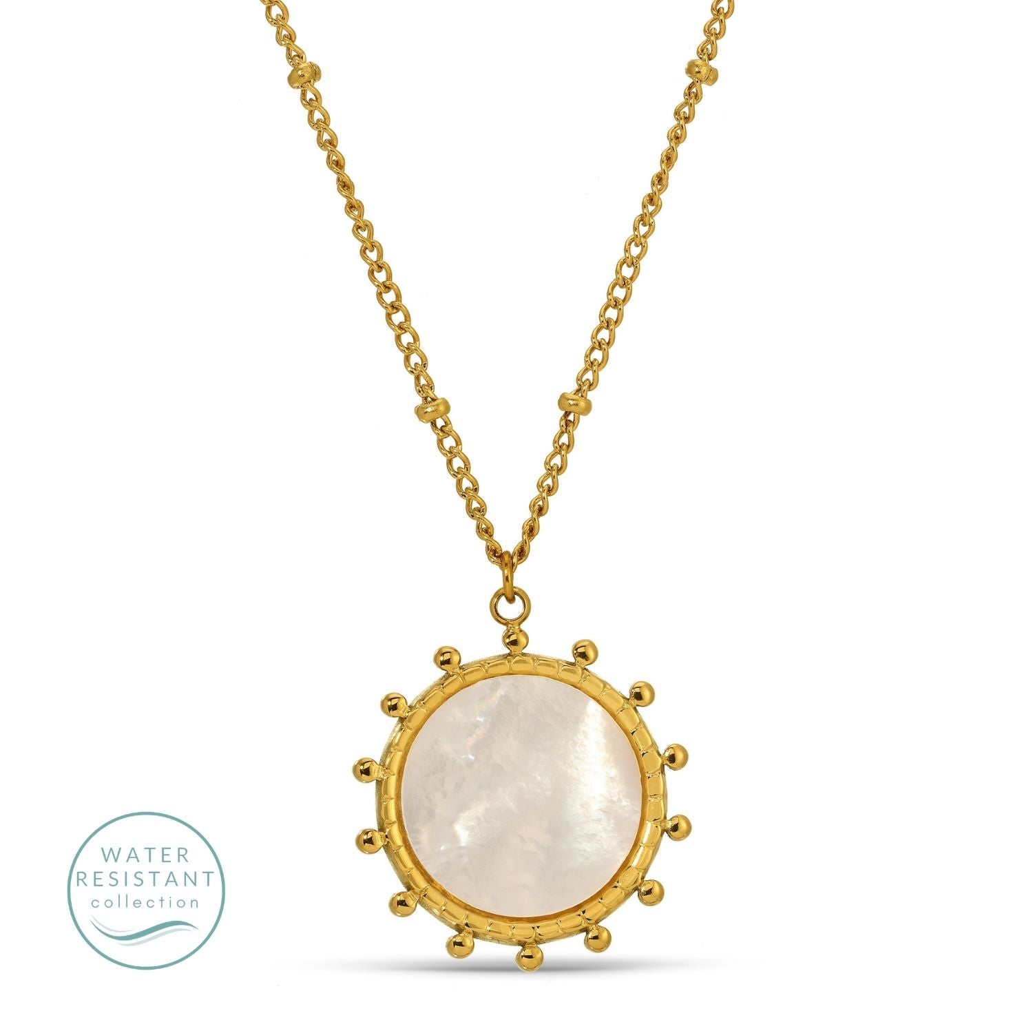 Round Accented Pendant with Shell Center - Splendid Iris