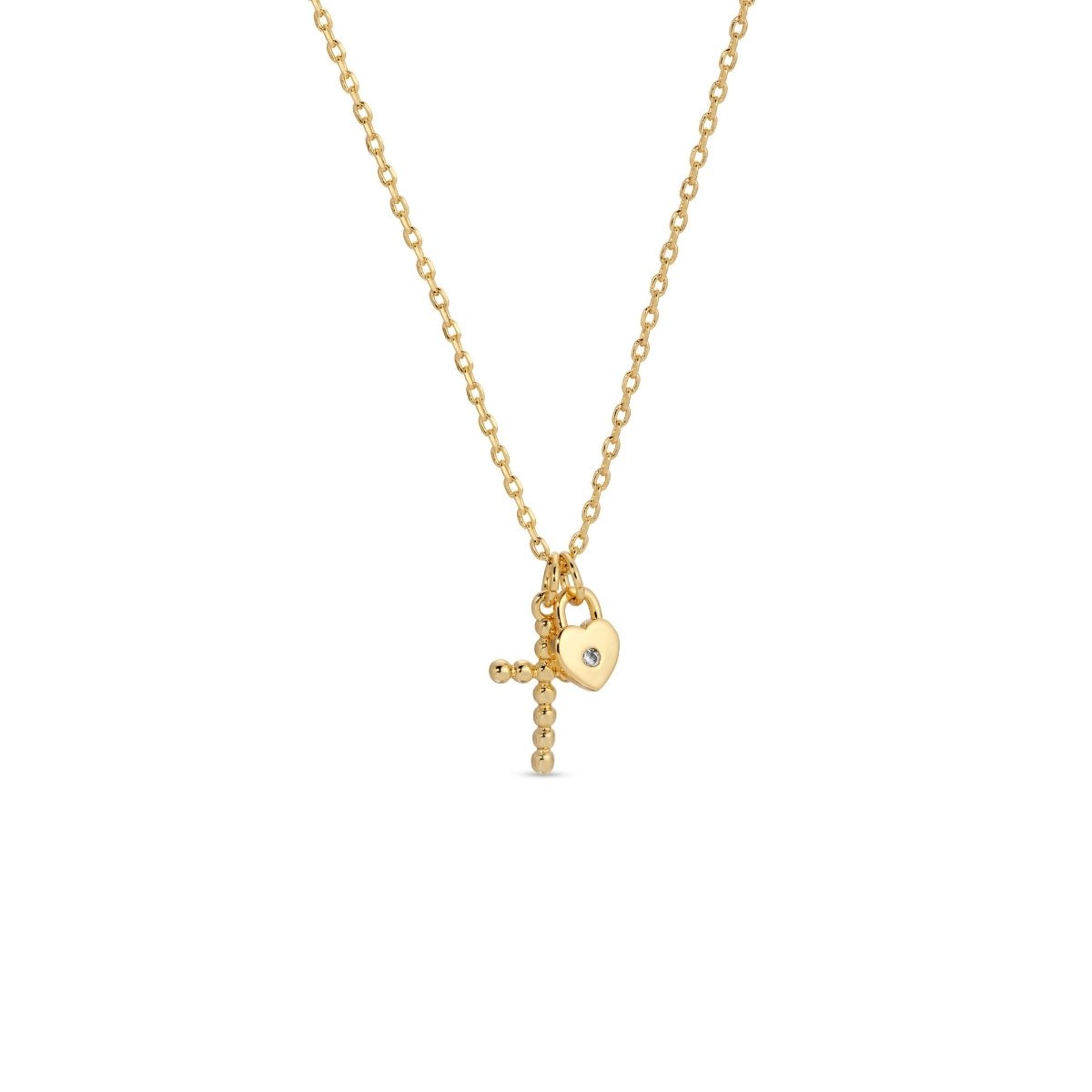 Cross and Heart Pendant Necklace - Splendid Iris