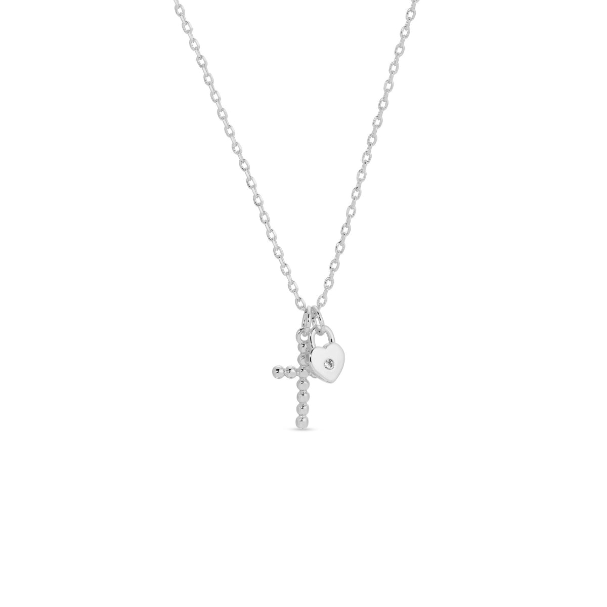 Cross and Heart Pendant Necklace - Splendid Iris