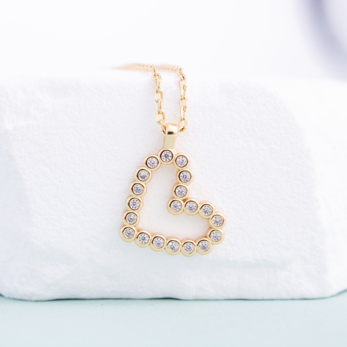 Delicate CZ Heart Pendant - Splendid Iris