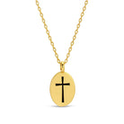 Etched Cross Oval Pendant Necklace - Splendid Iris