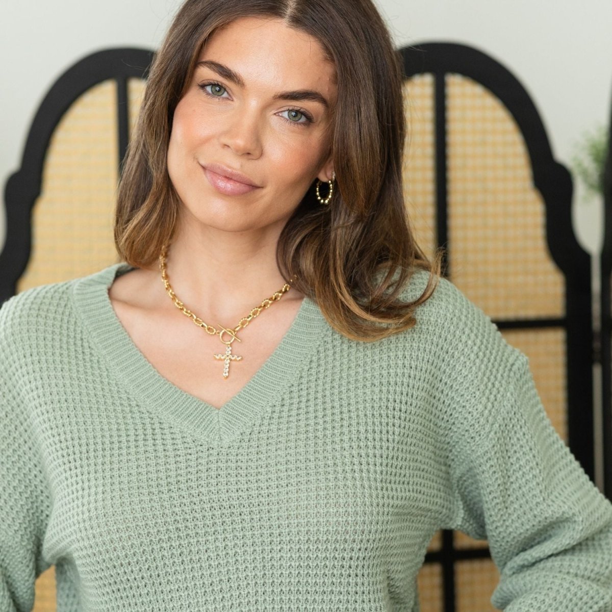 Large Cross Toggle Necklace - Splendid Iris