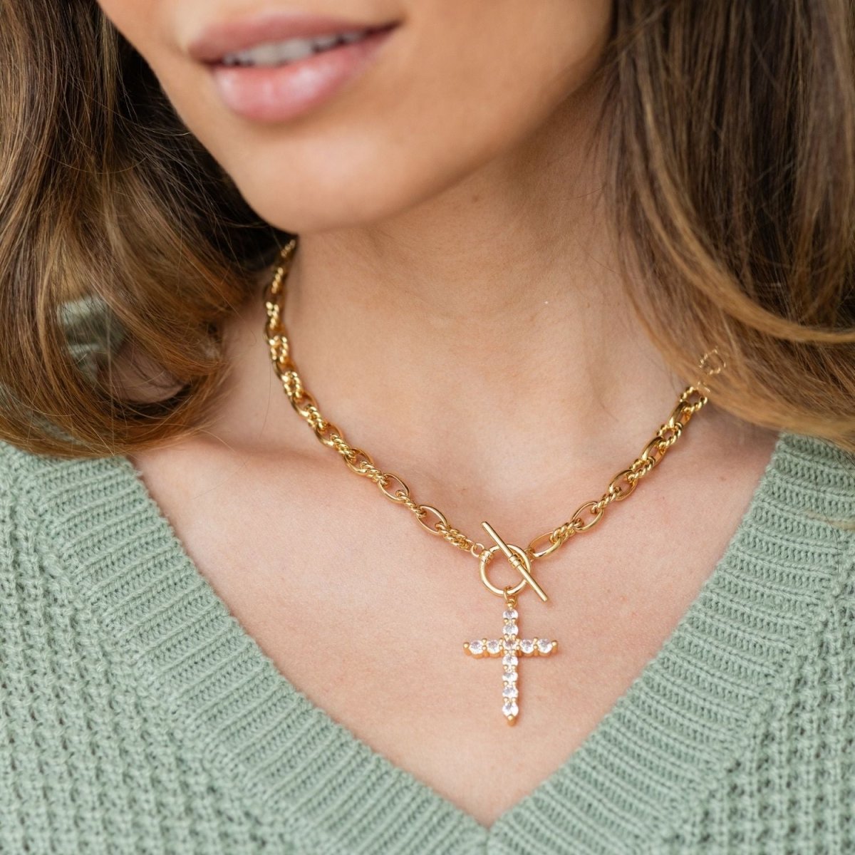 Large Cross Toggle Necklace - Splendid Iris