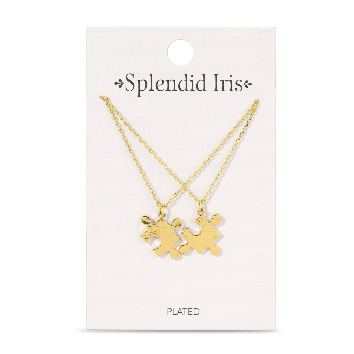 BFF Necklaces - Pair of Puzzle Pieces Necklaces - Splendid Iris