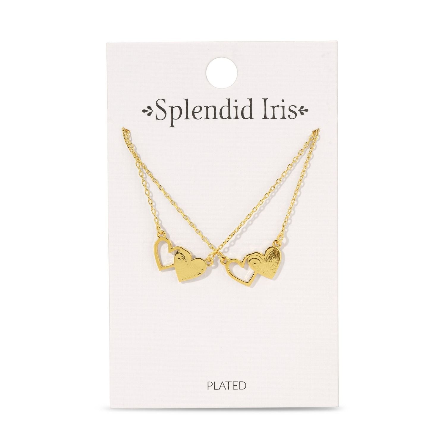 BFF Necklaces - Pair of Side by Side Hearts - Splendid Iris