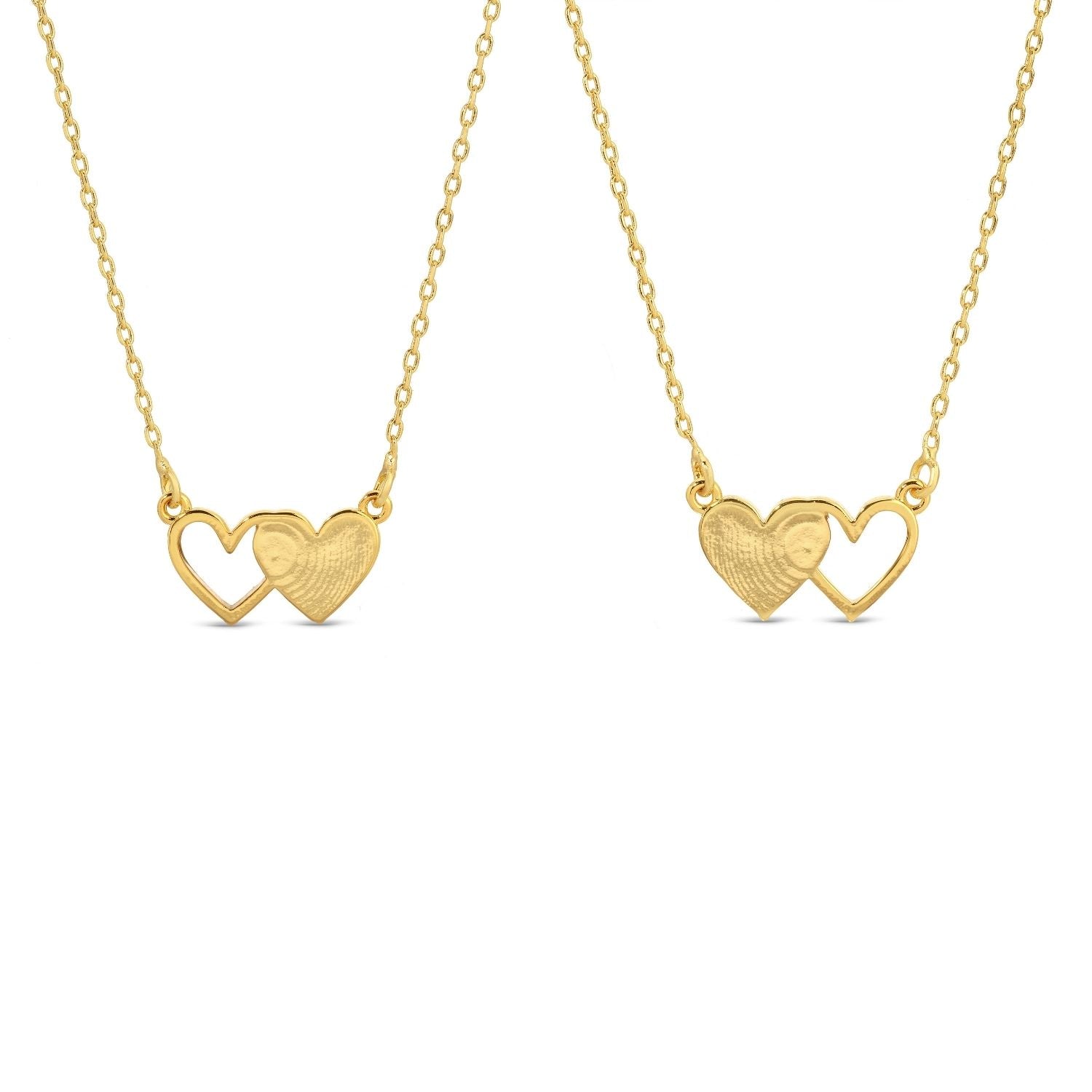 BFF Necklaces - Pair of Side by Side Hearts - Splendid Iris