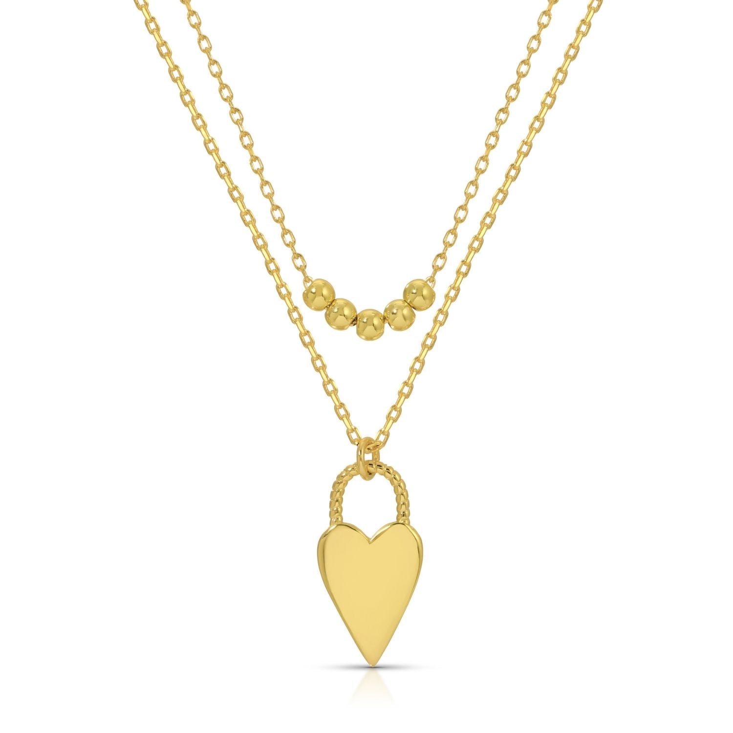 Simple Layered Heart Necklace - Splendid Iris
