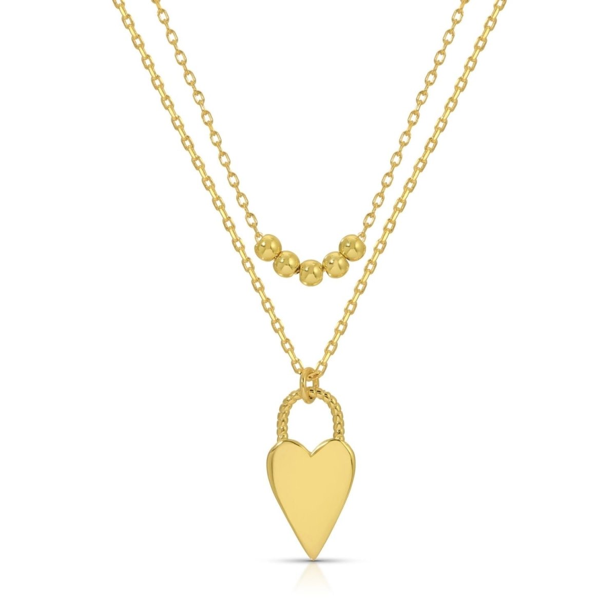Simple Layered Heart Necklace - Splendid Iris