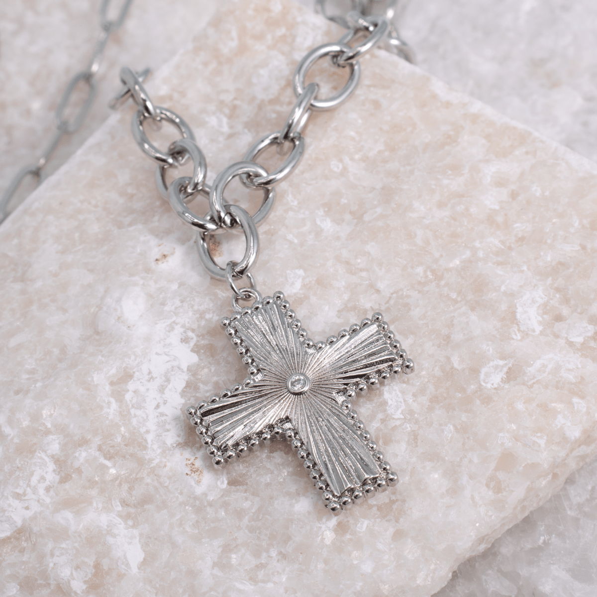 Cross Statement Necklace - Splendid Iris