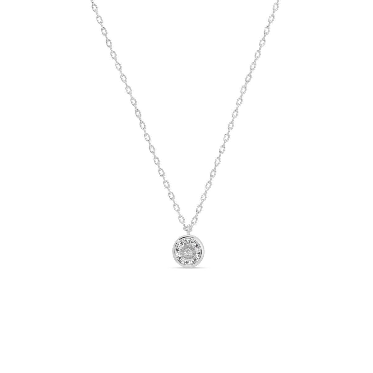 Dainty Round Framed Cubic Zirconia Pendant Necklace - Splendid Iris