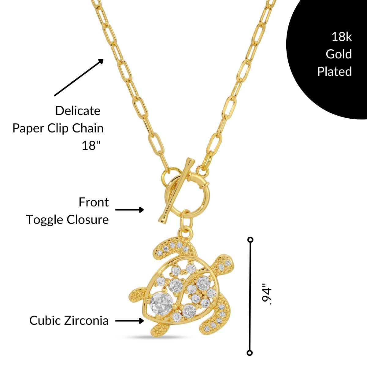 Sparkling Sea Turtle Toggle Pendant Necklace - Splendid Iris