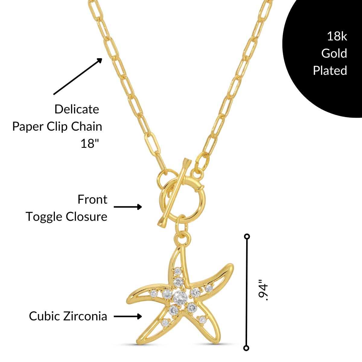 Sparkling Starfish Toggle Pendant Necklace - Splendid Iris