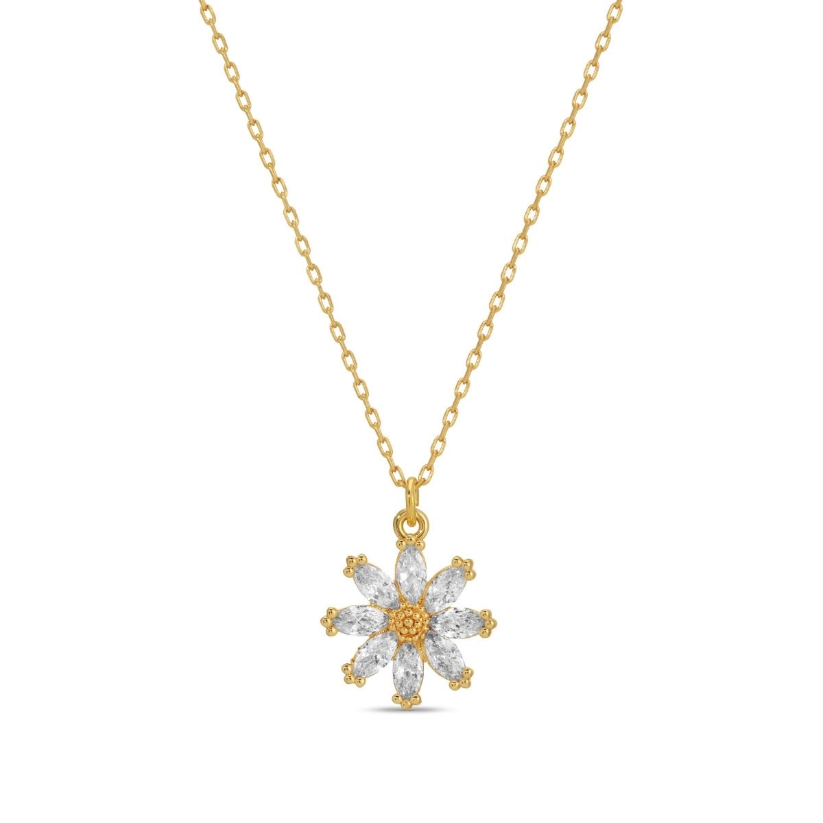 Cubic Zirconia Flower Pendant Necklace - Splendid Iris