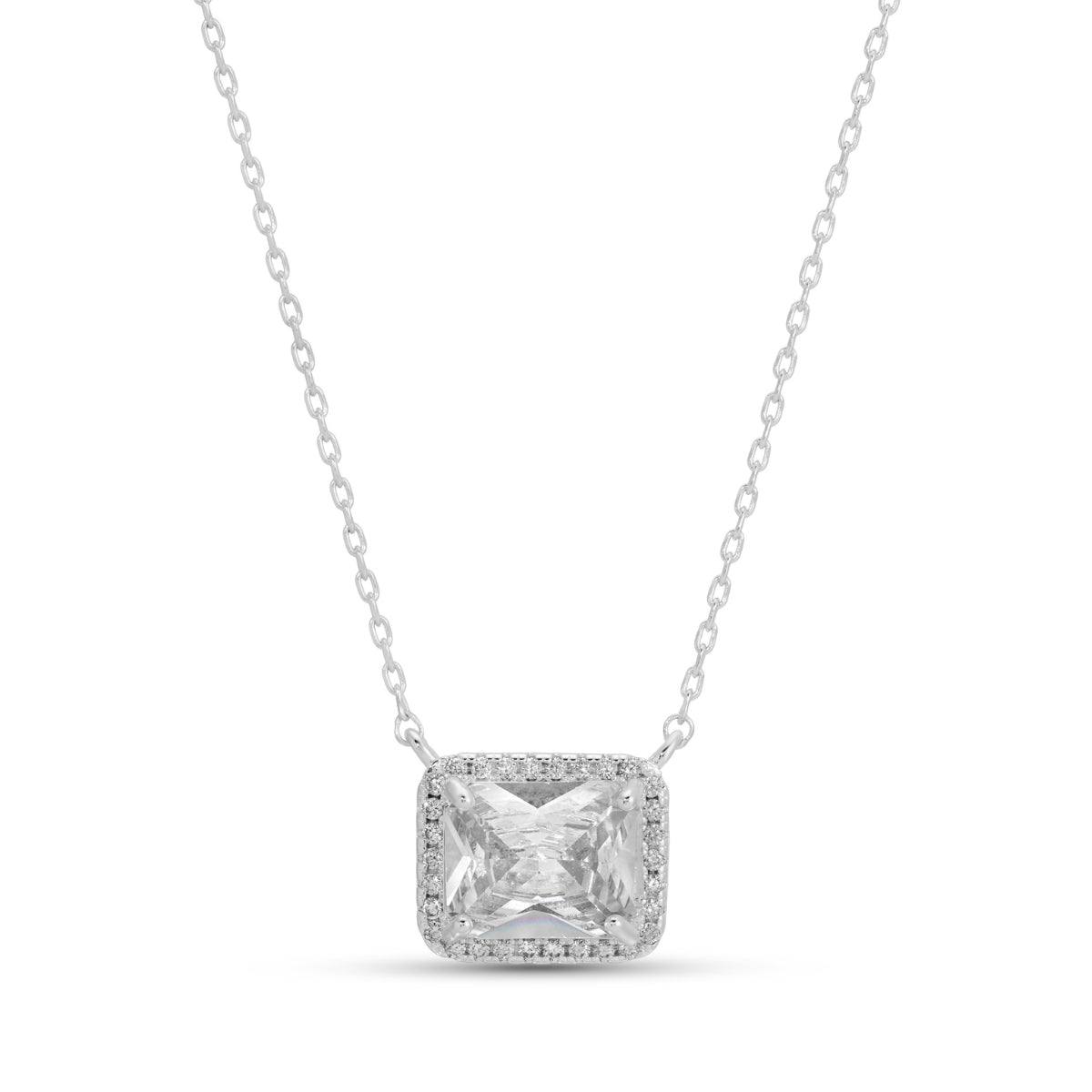 Bold Faux Diamond CZ Rectangle Pendant - Splendid Iris