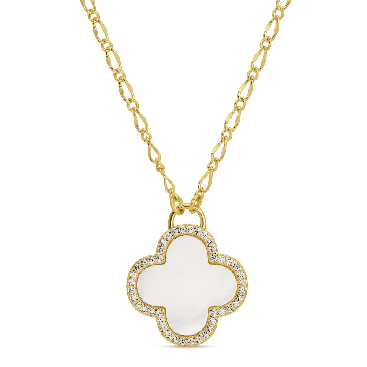 Luxe Quatrefoil Shell Pavé Pendant - Splendid Iris