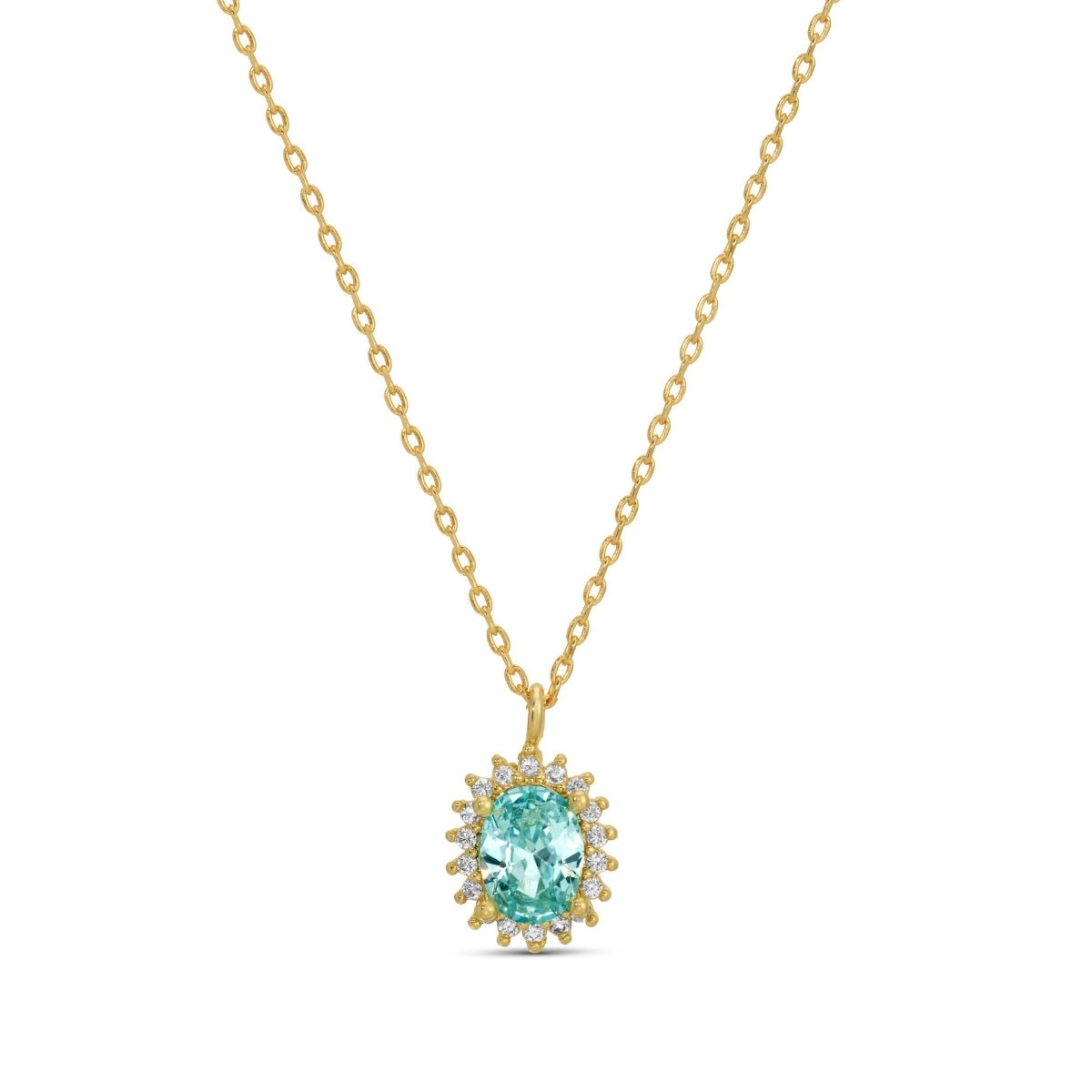 Timeless Oval Cubic Zirconia Halo Necklace - Splendid Iris