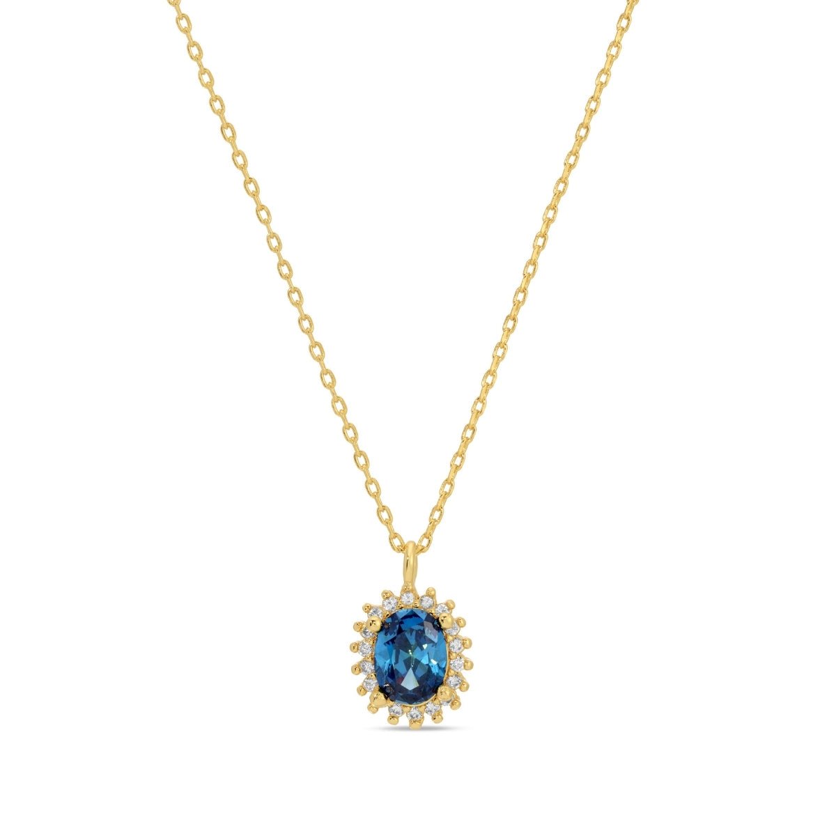 Timeless Oval Cubic Zirconia Halo Necklace - Splendid Iris