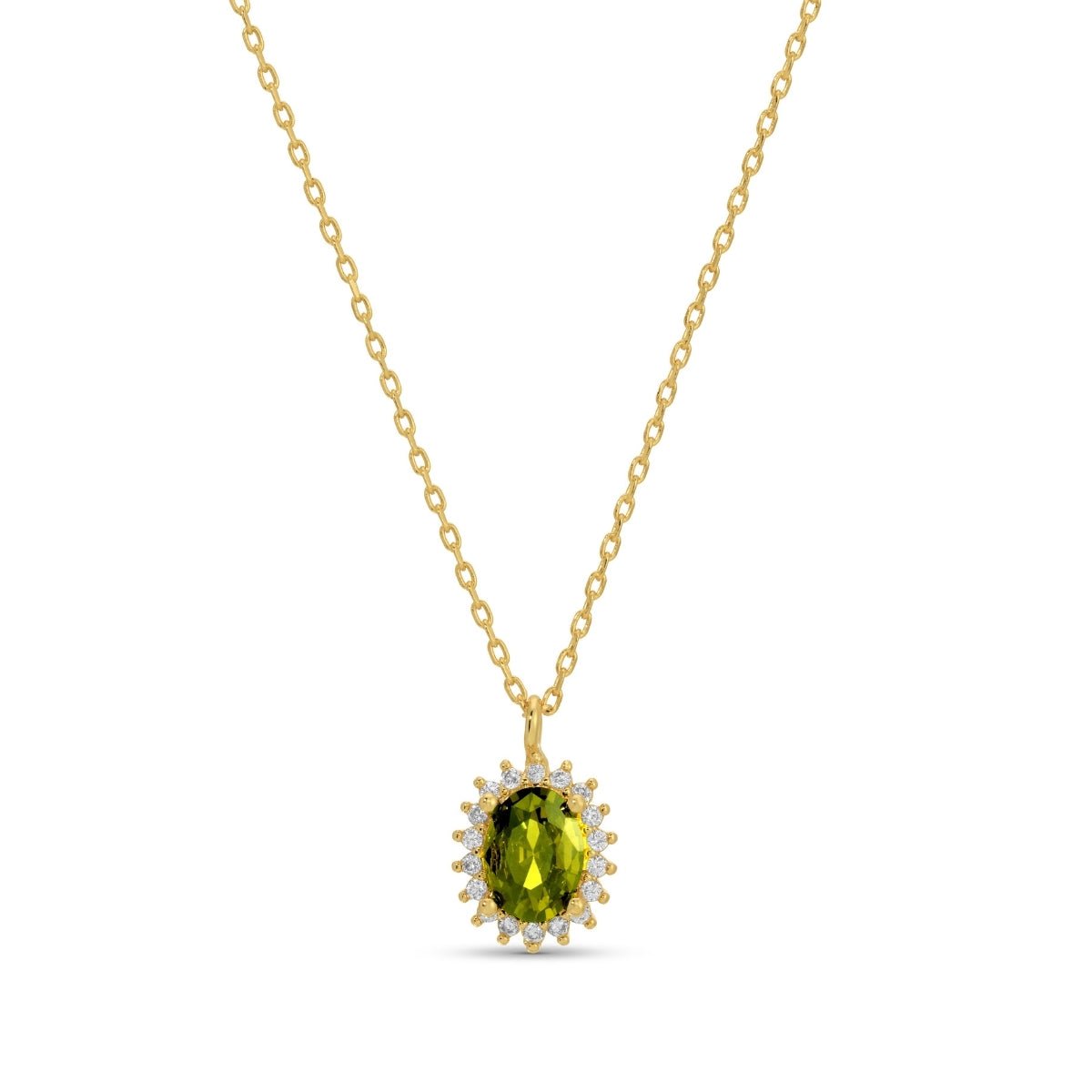 Timeless Oval Cubic Zirconia Halo Necklace - Splendid Iris