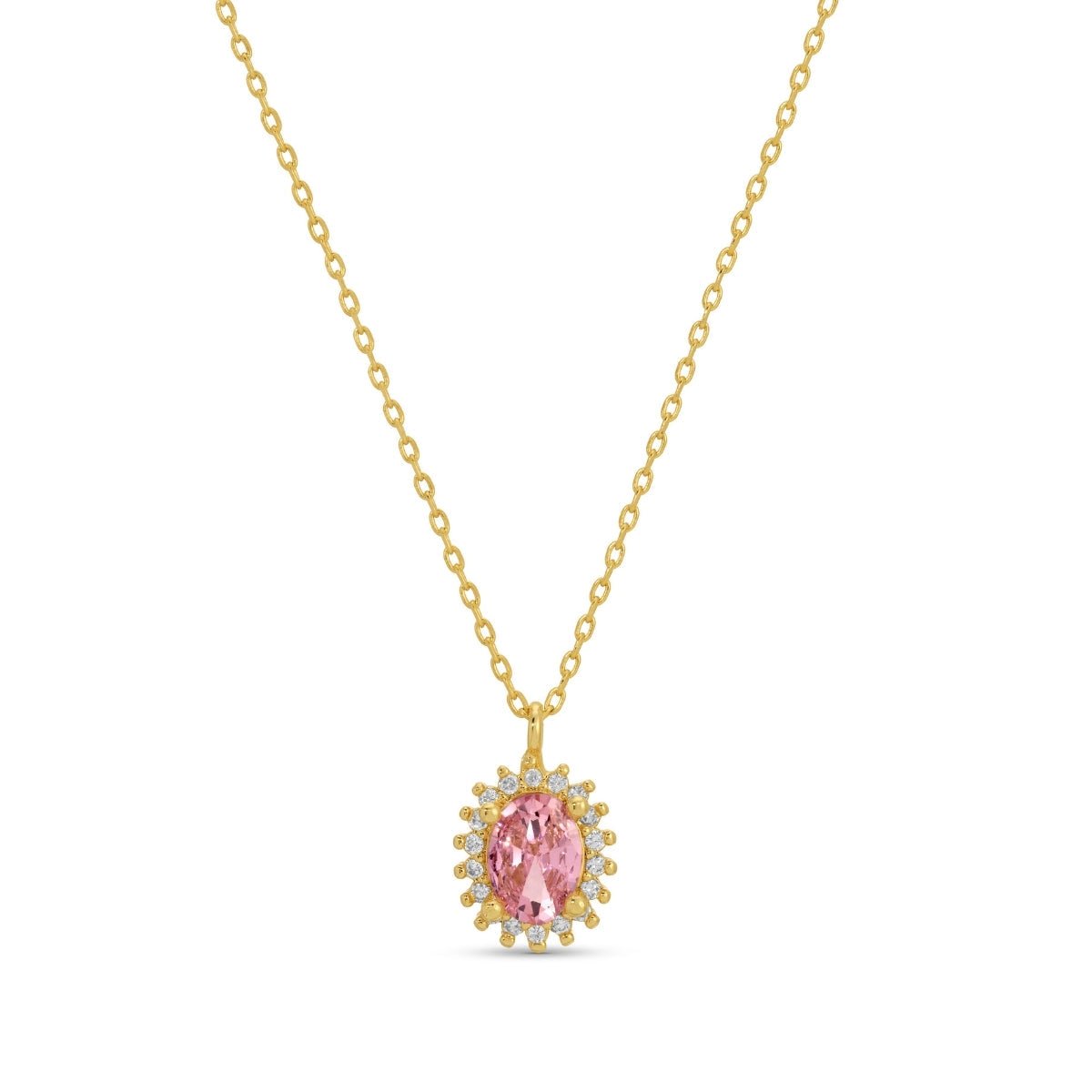 Timeless Oval Cubic Zirconia Halo Necklace - Splendid Iris