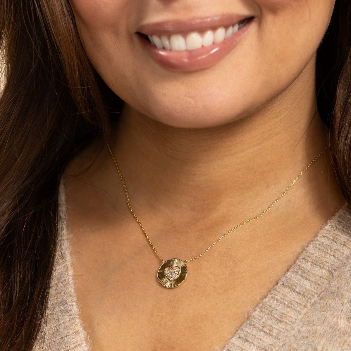 Cubic Zirconia Heart Burst Medallion - Splendid Iris