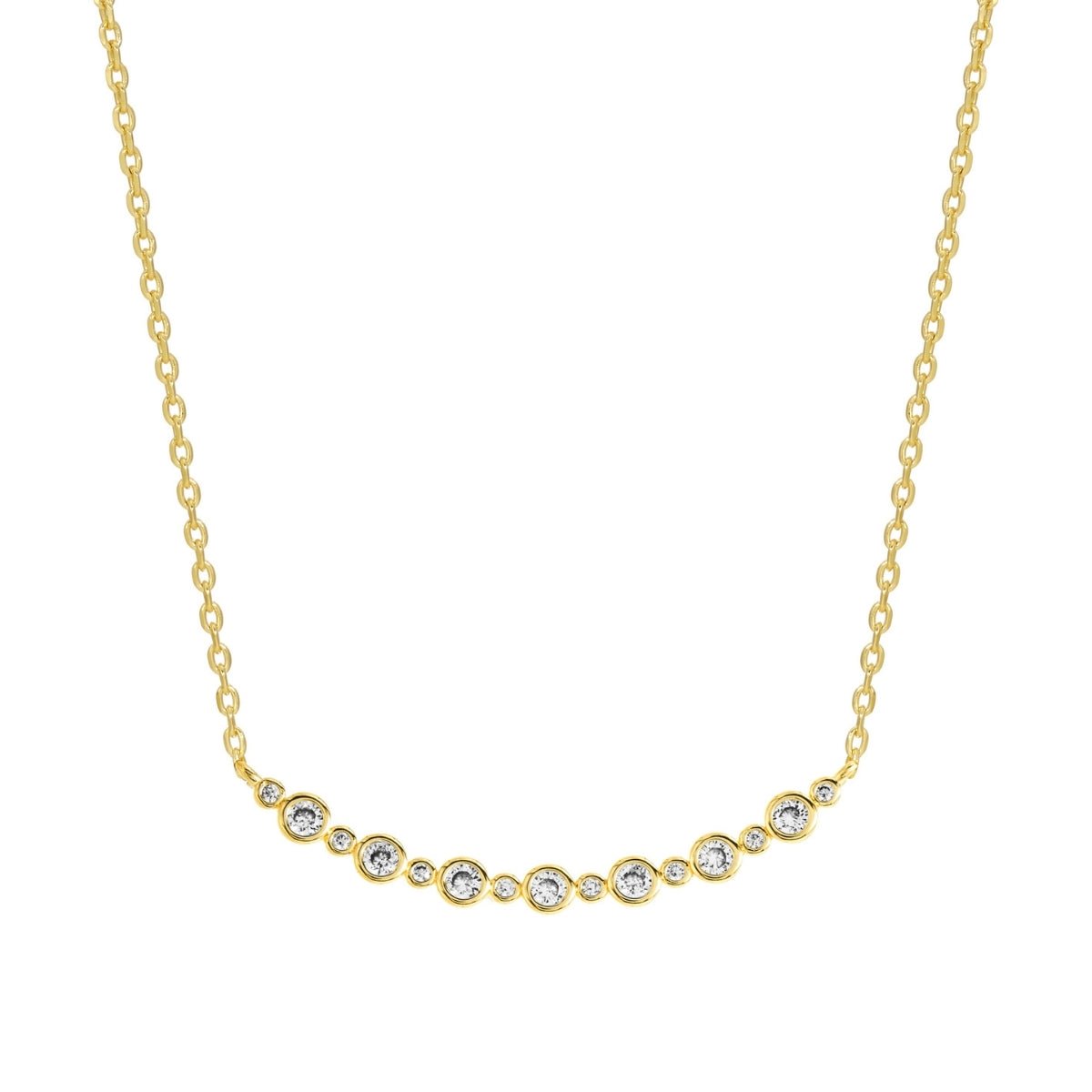 Curved CZ Pendant Necklace - Splendid Iris