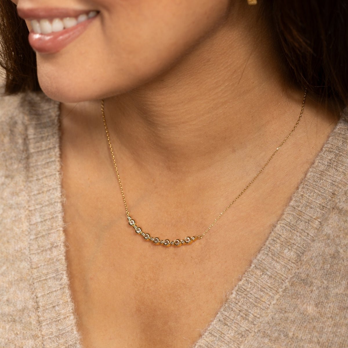 Curved CZ Pendant Necklace - Splendid Iris