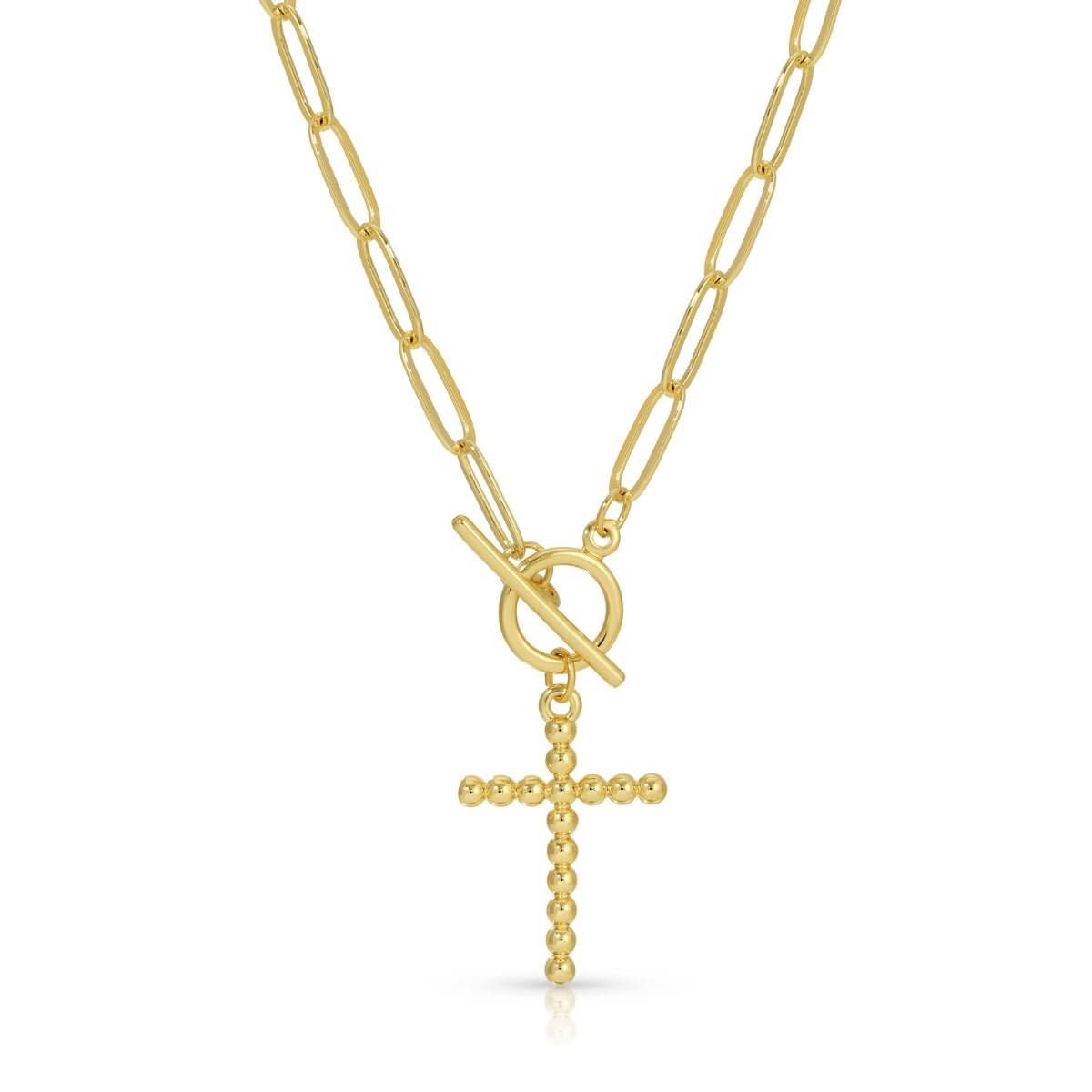 Cross Necklace with Toggle Closure - Splendid Iris