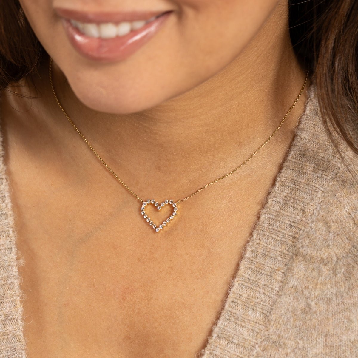 Delicate Heart Pendant with CZ Necklace - Splendid Iris