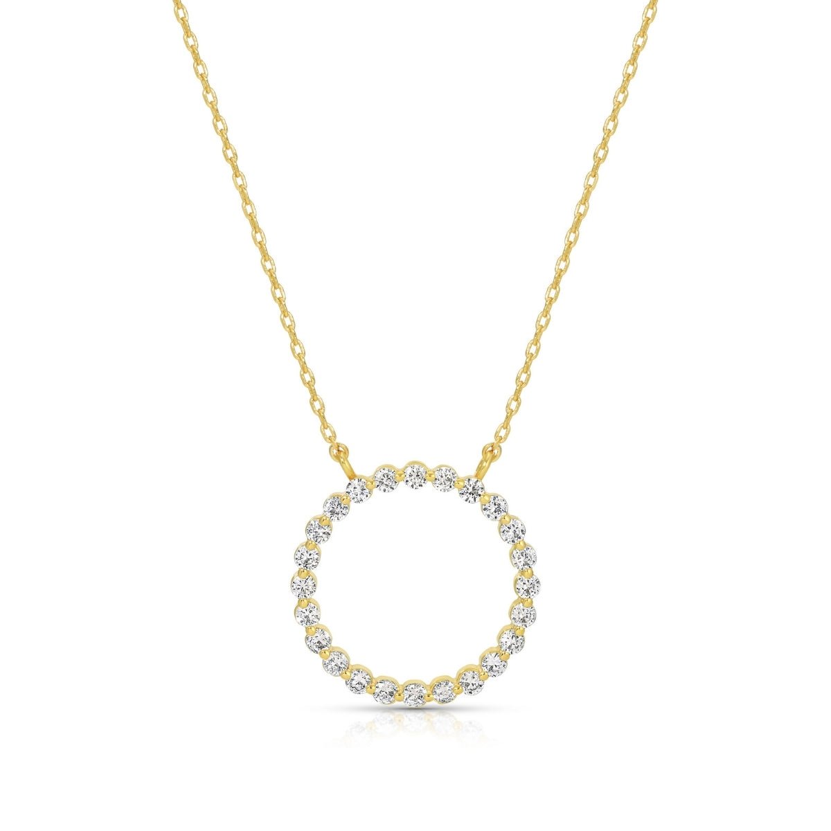 Delicate Open Circle Pendant with CZ Necklace - Splendid Iris