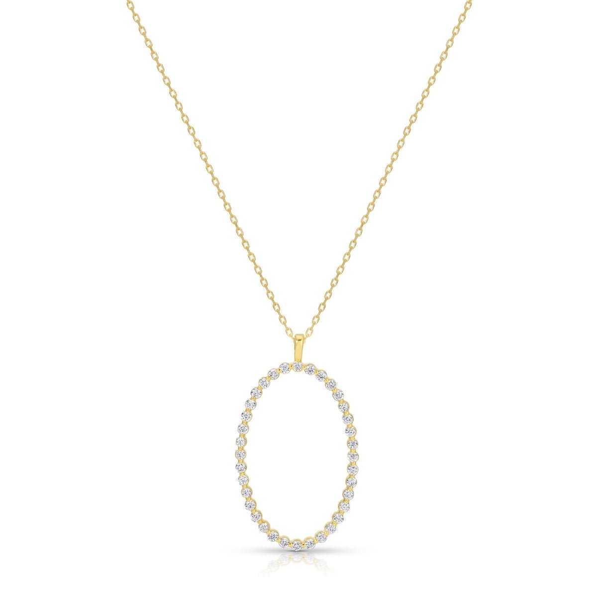 Delicate Oval Pendant with CZ Necklace - Splendid Iris
