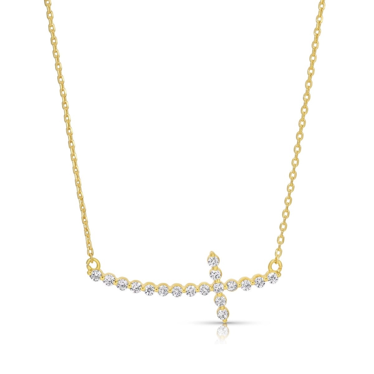 Delicate Cross Pendant with CZ Necklace - Splendid Iris