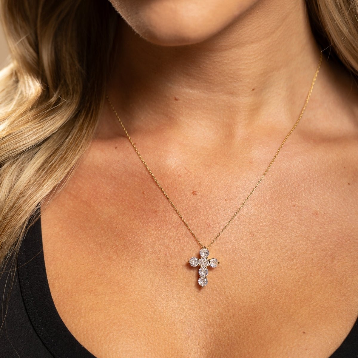 Bold in Faith CZ Cross Necklace - Splendid Iris