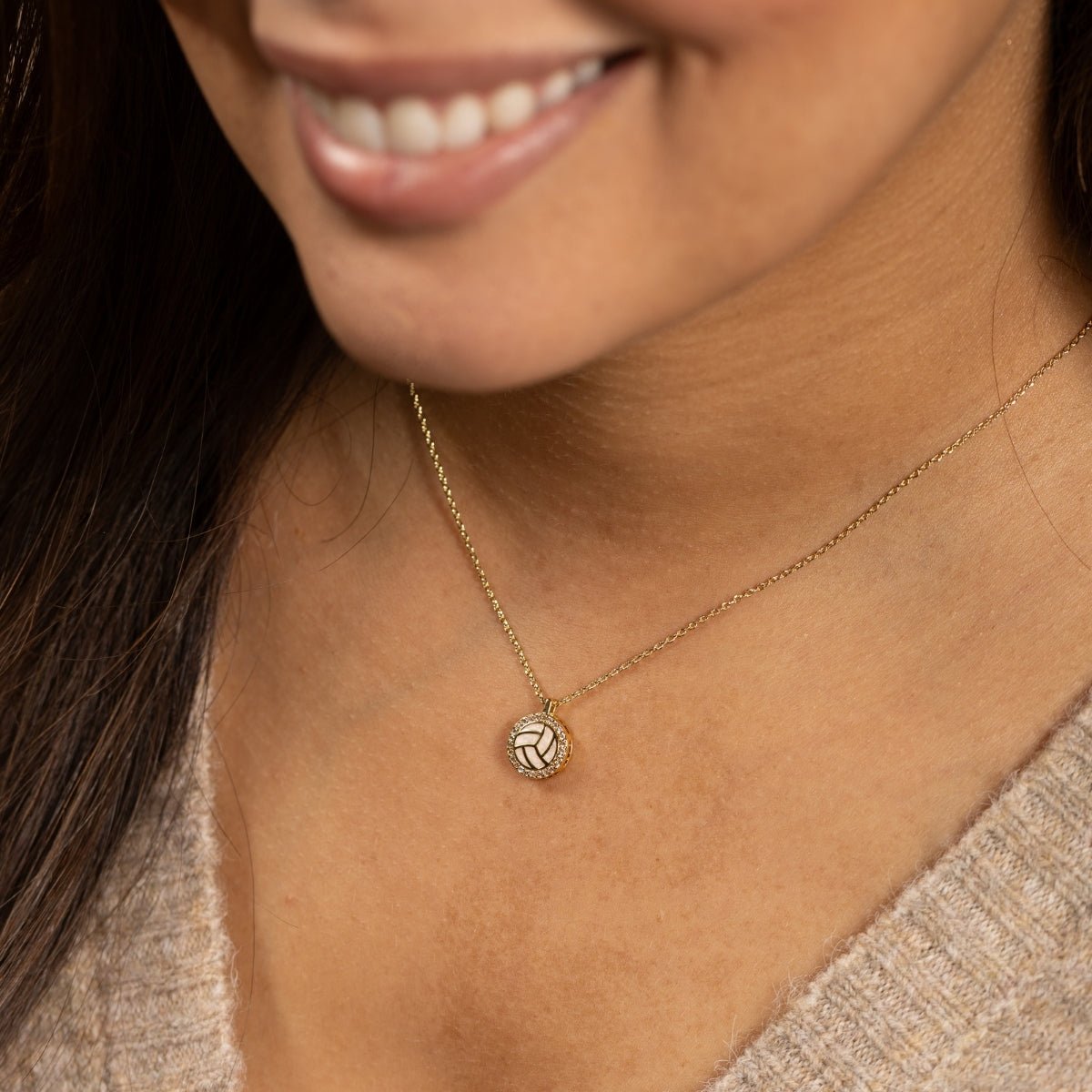 Delicate Shimmering Volleyball Pendant Necklace - Splendid Iris