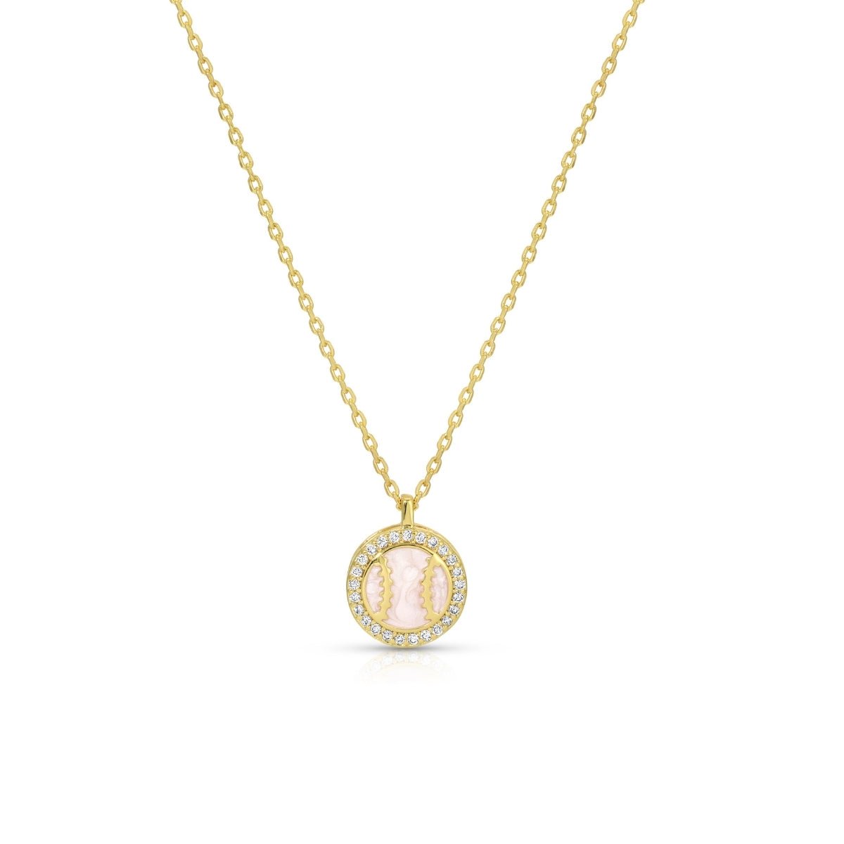 Delicate Shimmering Baseball Pendant Necklace - Splendid Iris