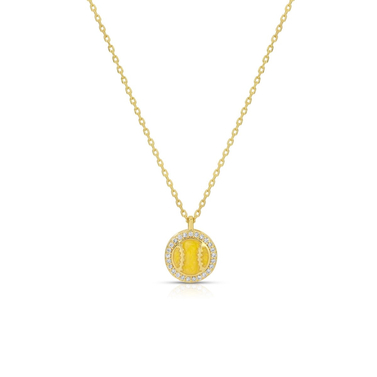 Delicate Shimmering Softball Pendant Necklace - Splendid Iris