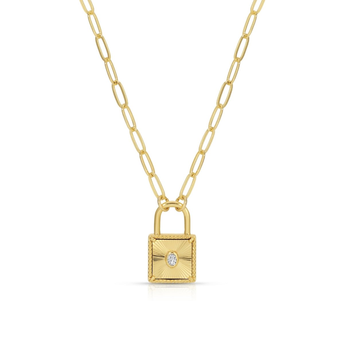 CZ and Lock Burst Pendant Necklace - Splendid Iris