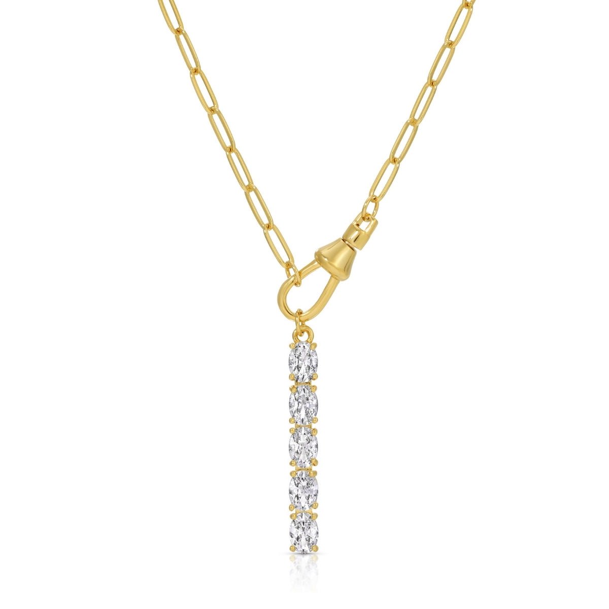 Oval CZ Bar Pendant Necklace - Splendid Iris