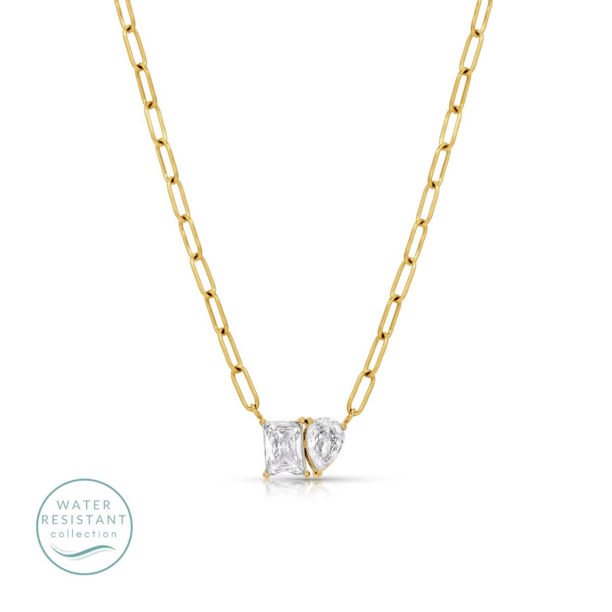 Delicate Paperclip with CZ Necklace, Water-Resistant - Splendid Iris
