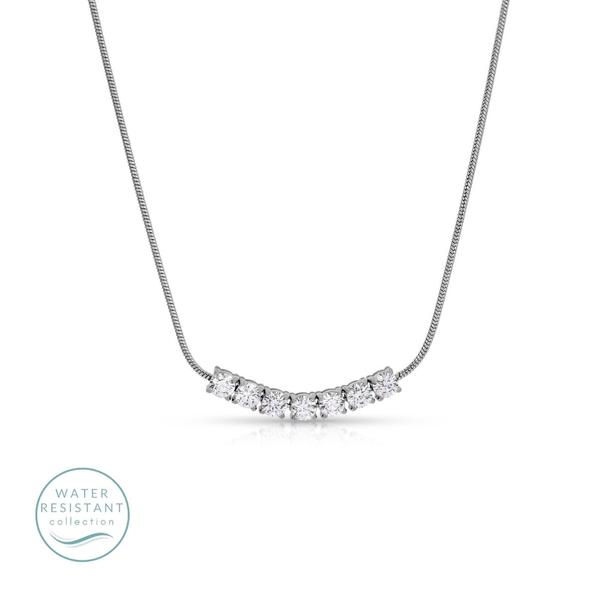 Simple Cubic Zirconia Row Necklace, Water-Resistant - Splendid Iris
