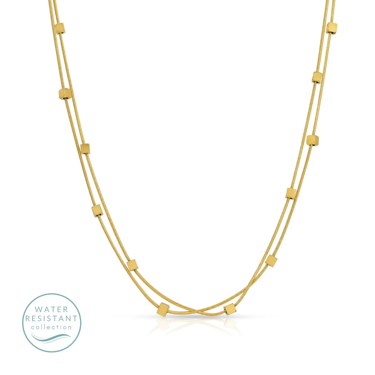 Layered Square Bead Necklace, Water-Resistant - Splendid Iris