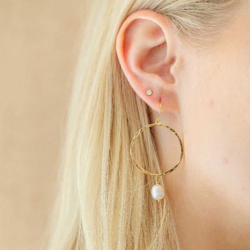 Open Drop Earrings with Pearl Charm - Splendid Iris