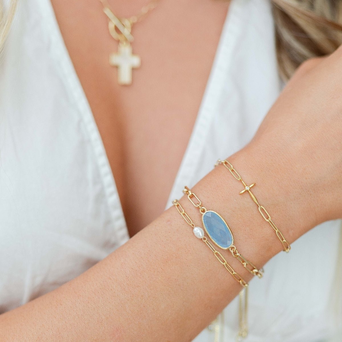 Oval Stone Pulley Bracelet - Splendid Iris