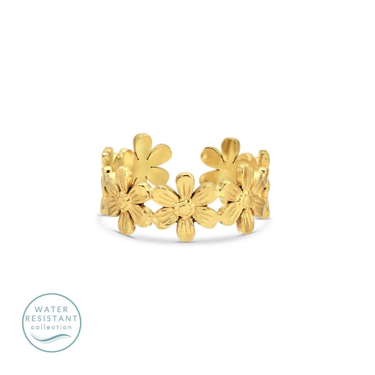 Flower Adjustable Ring, Water Resistant - Splendid Iris