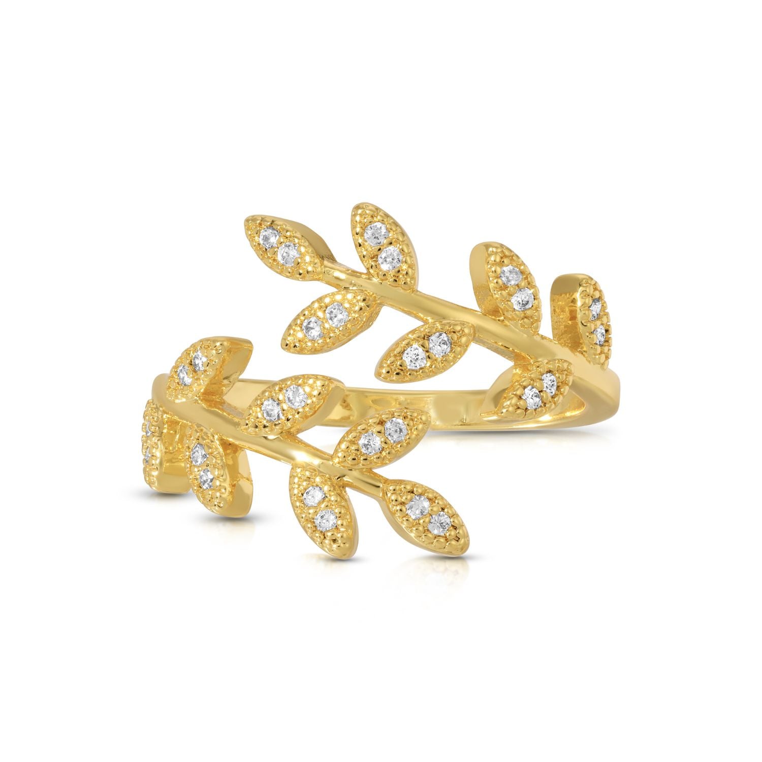 Pave Adjustable Leaf Ring - Splendid Iris