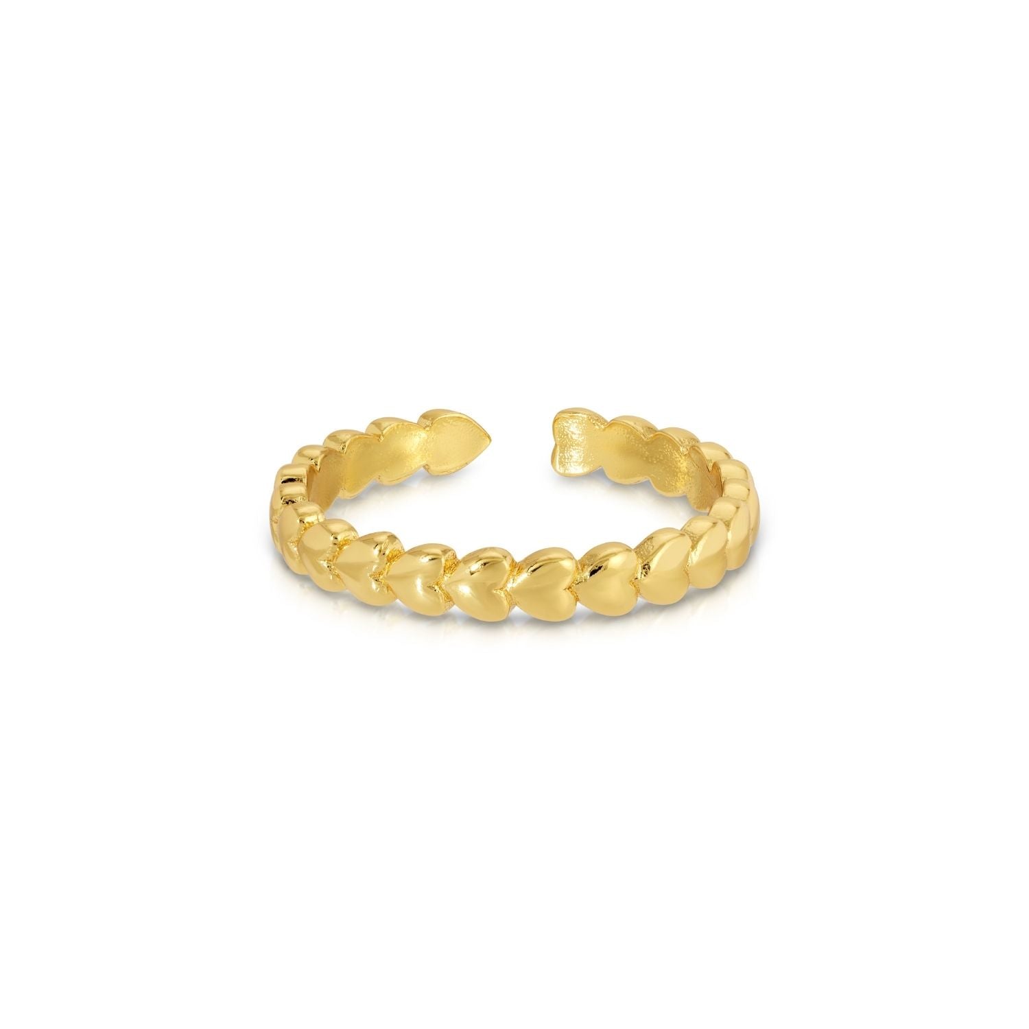 Delicate Row of Hearts Adjustable Ring - Splendid Iris
