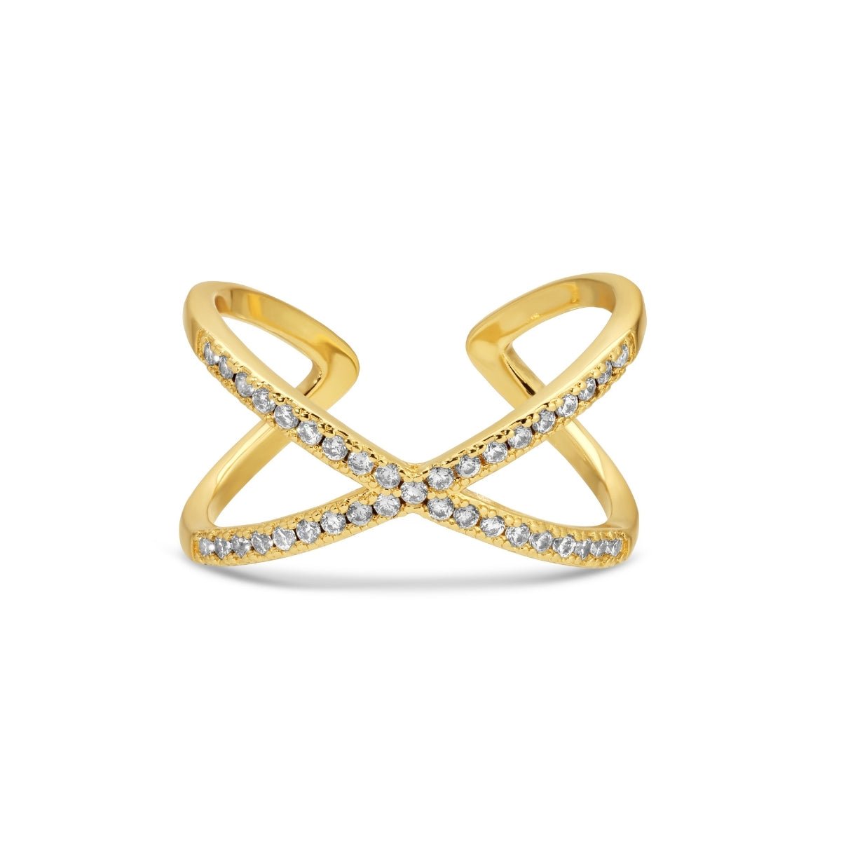 Large Pavé Criss Cross Adjustable Ring - Splendid Iris