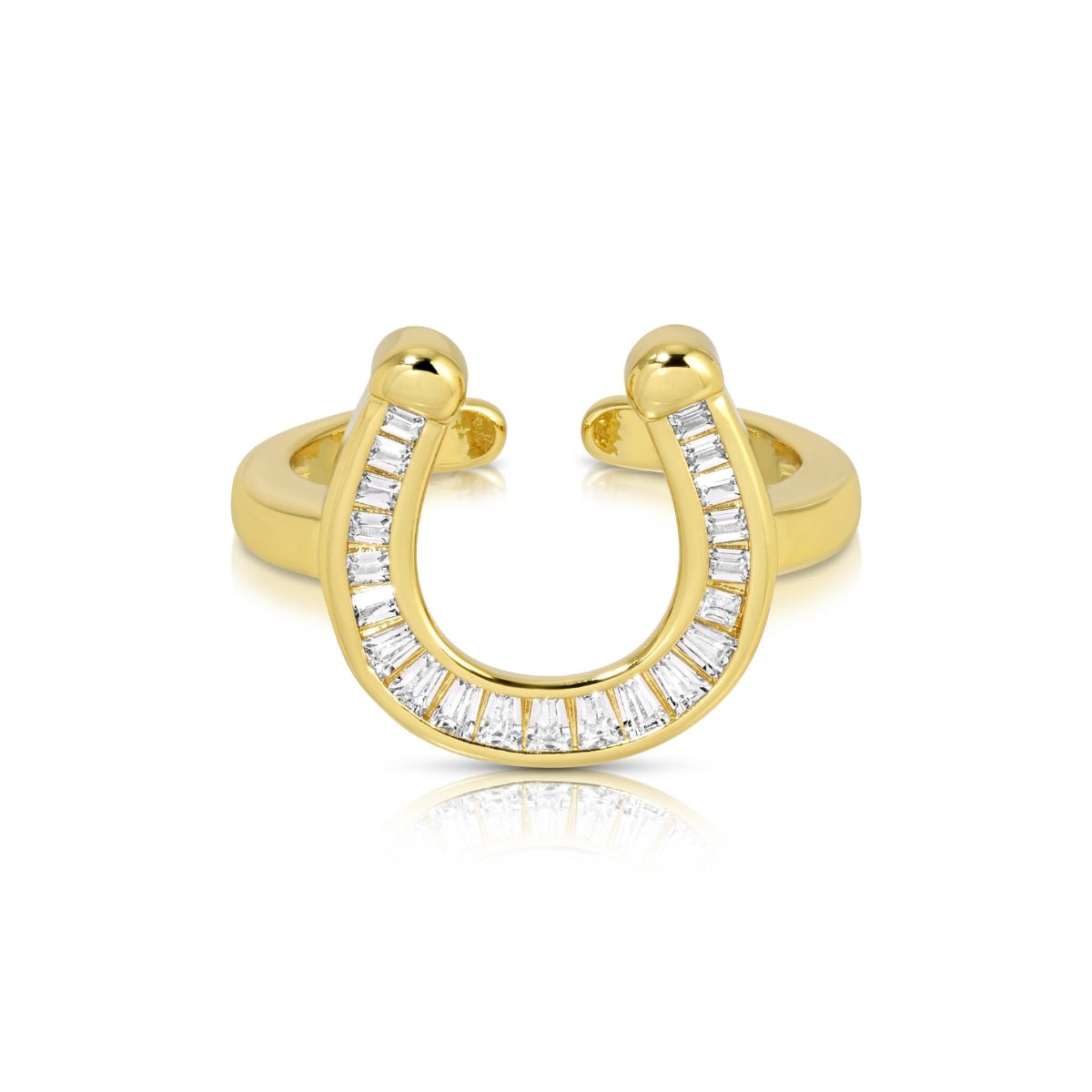 Bold Shining Horseshoe Adjustable Ring - Splendid Iris