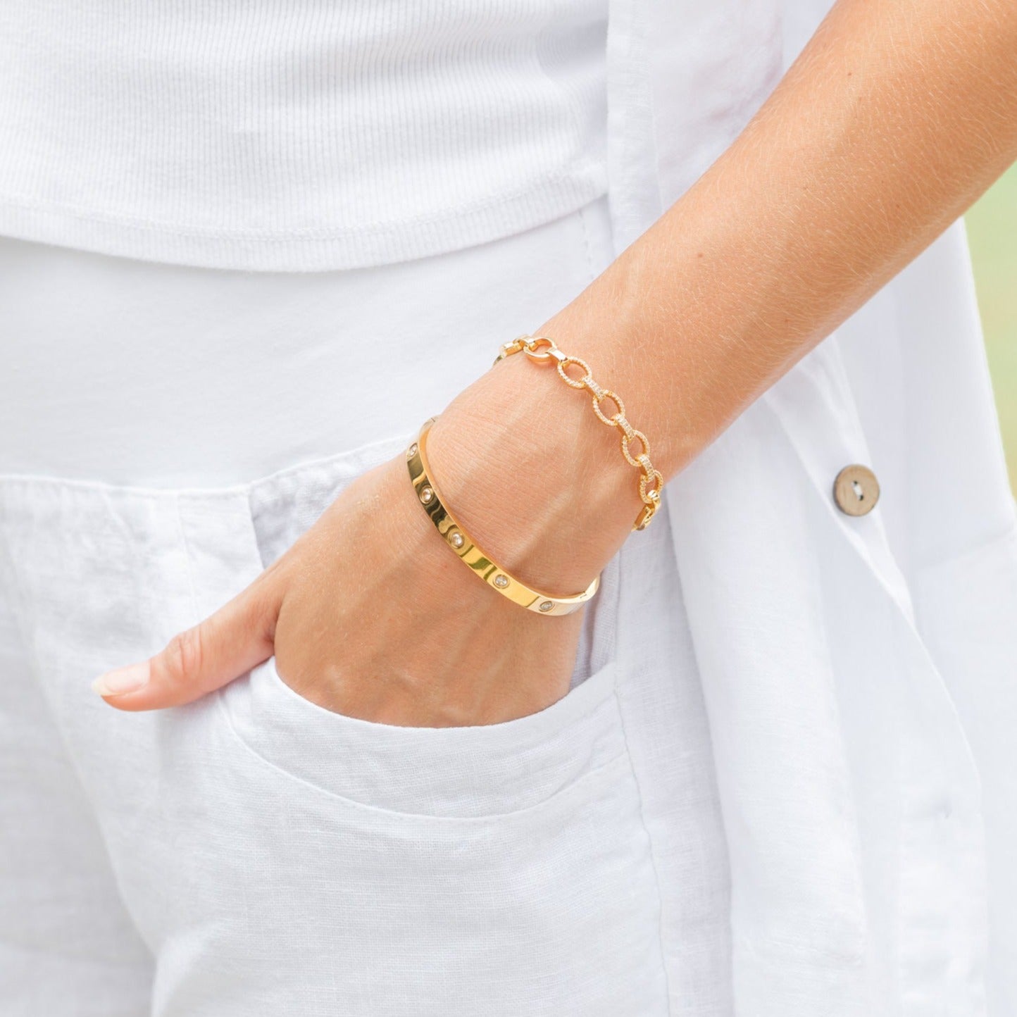 Sparkle Hinged Bracelet, Water Resistant - Splendid Iris