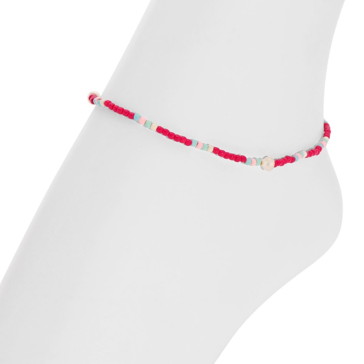 Stretch Seed Bead Pearl Anklets - Splendid Iris